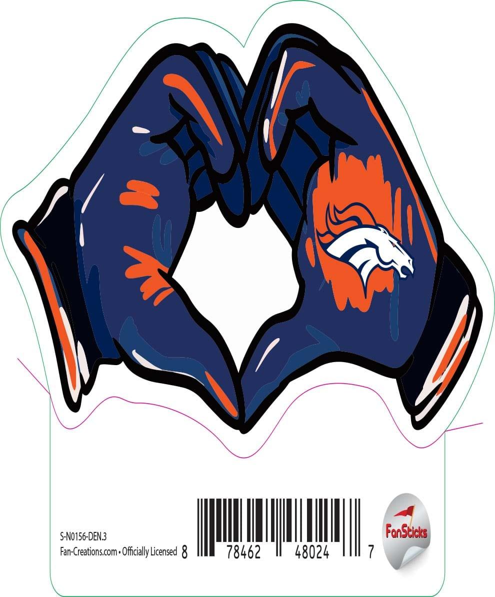 fan creations Denver Broncos 3in Decal Heart Hands