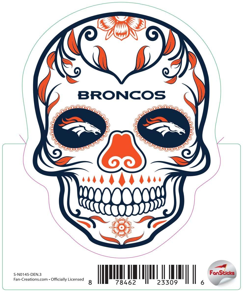 fan creations Denver Broncos 3in Decal Sugar Skull