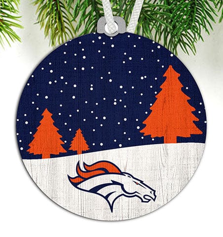 fan creations Denver Broncos Snow Scene Ornament
