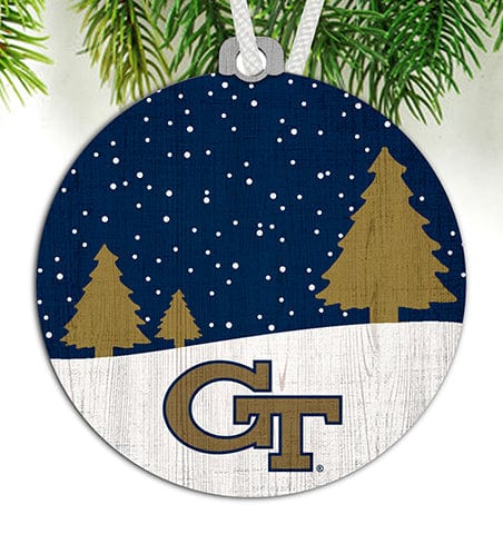 fan creations Georgia Tech Snow Scene Ornament