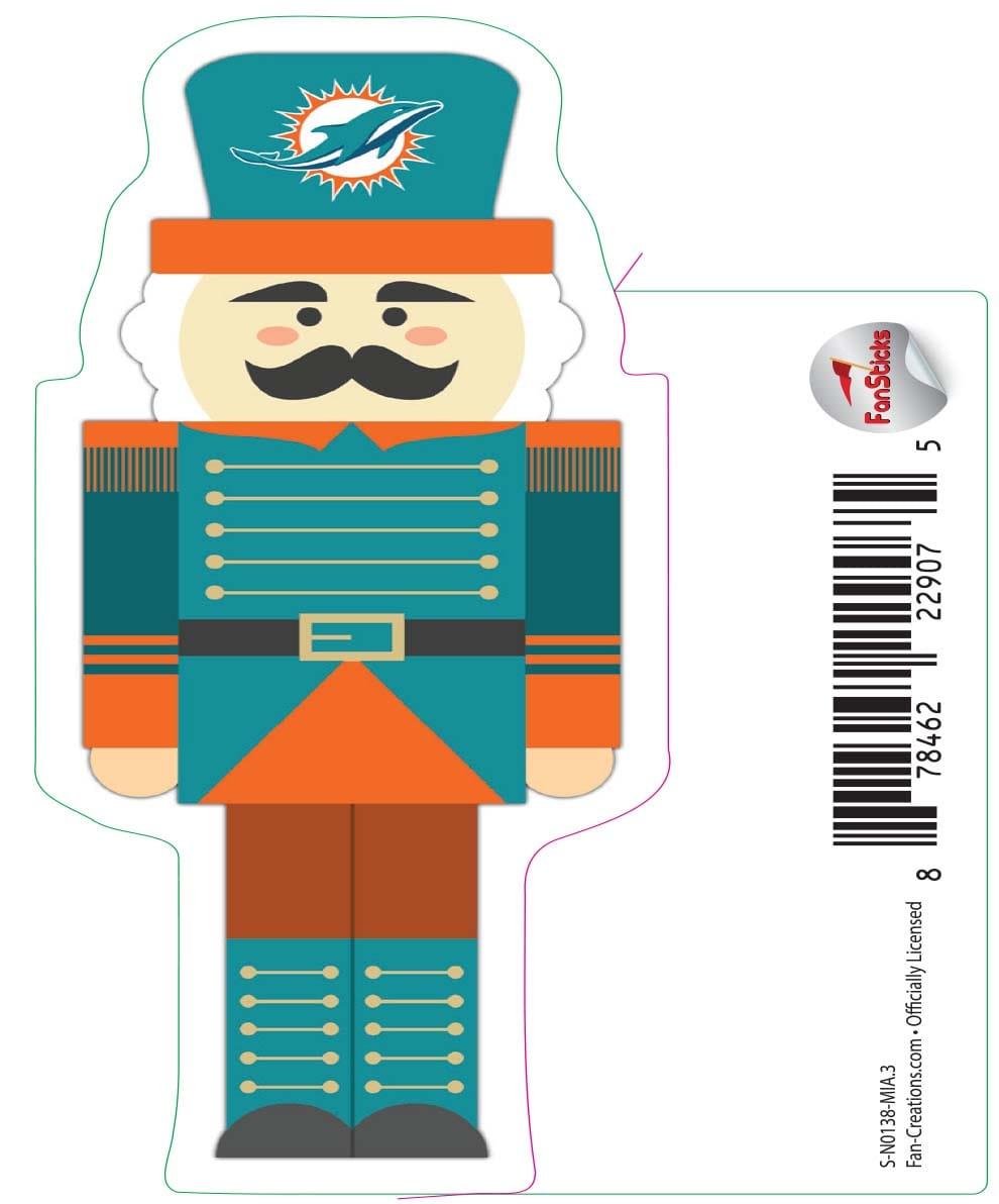 fan creations Miami Dolphins 3in Decal Nutcracker