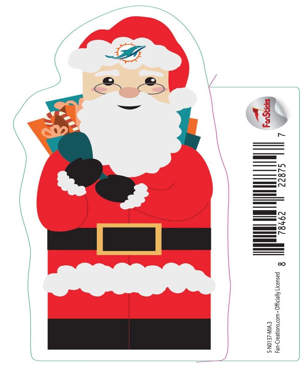 fan creations Miami Dolphins 3in Decal Santa