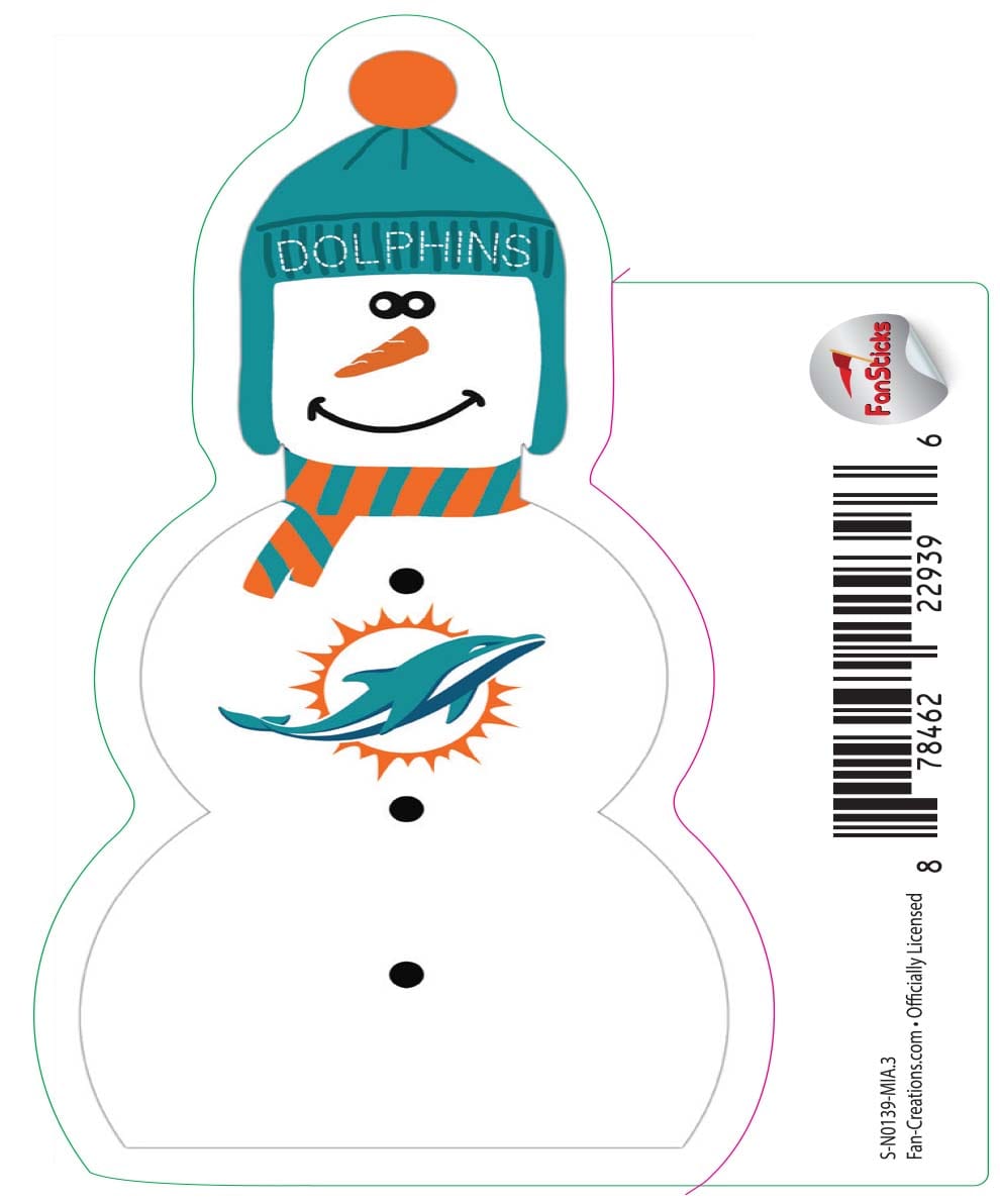 fan creations Miami Dolphins 3in Decal Snowman