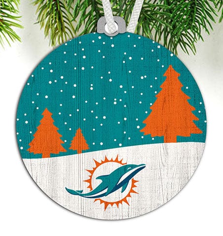 fan creations Miami Dolphins Snow Scene Ornament
