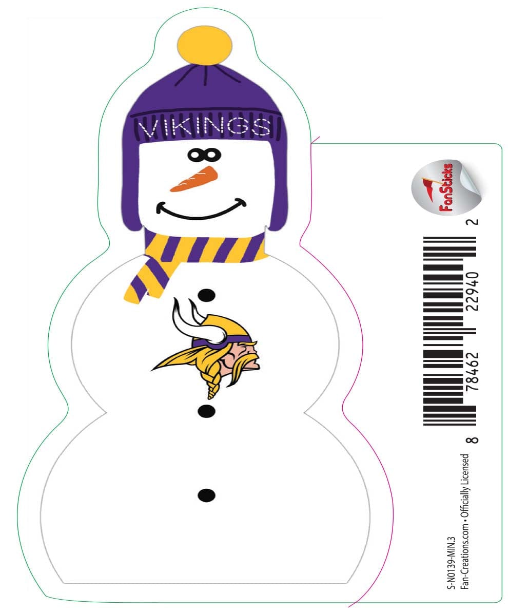 fan creations Minnesota Vikings 3in Decal Snowman