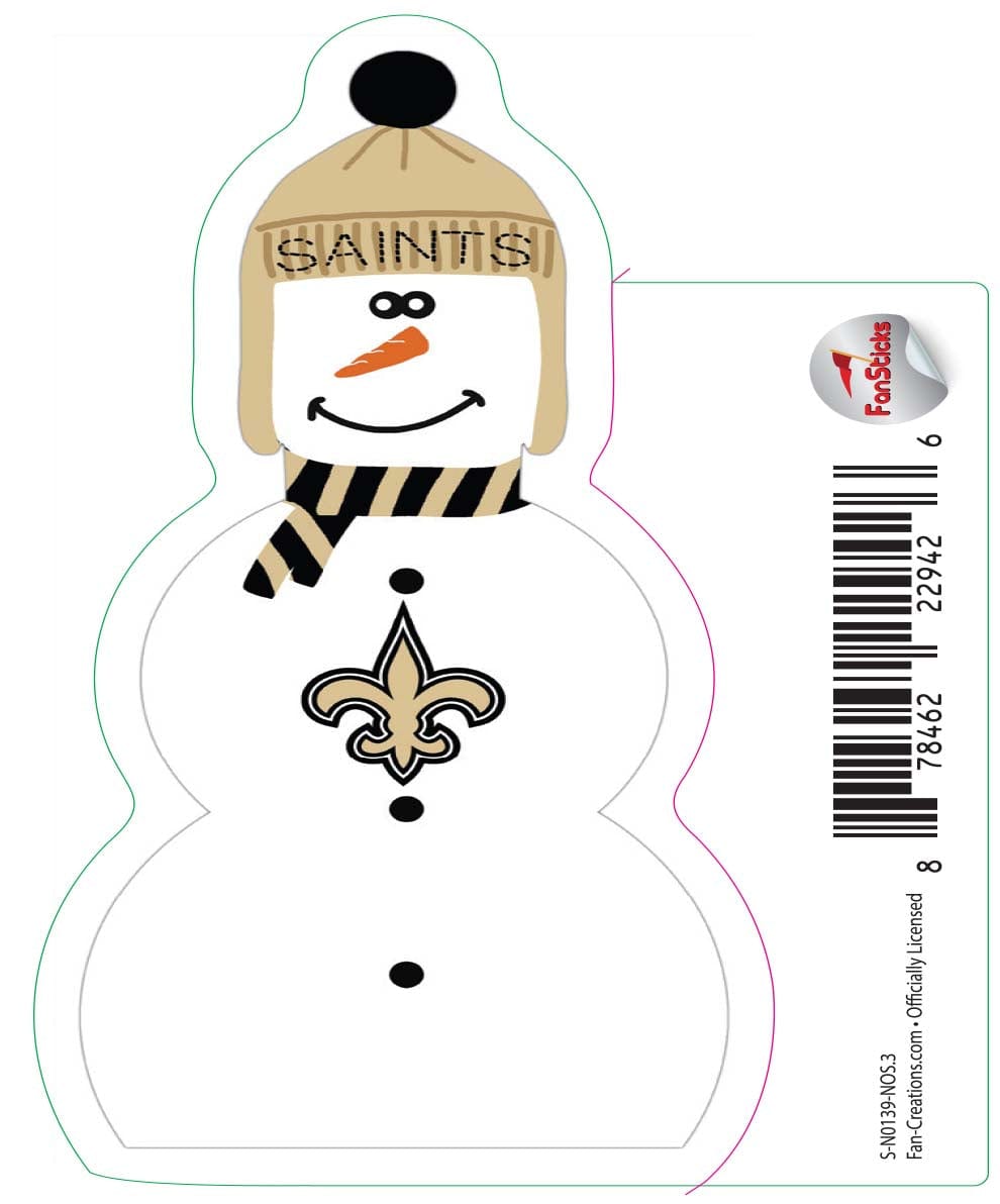 fan creations New Orleans Saints 3in Decal Snowman