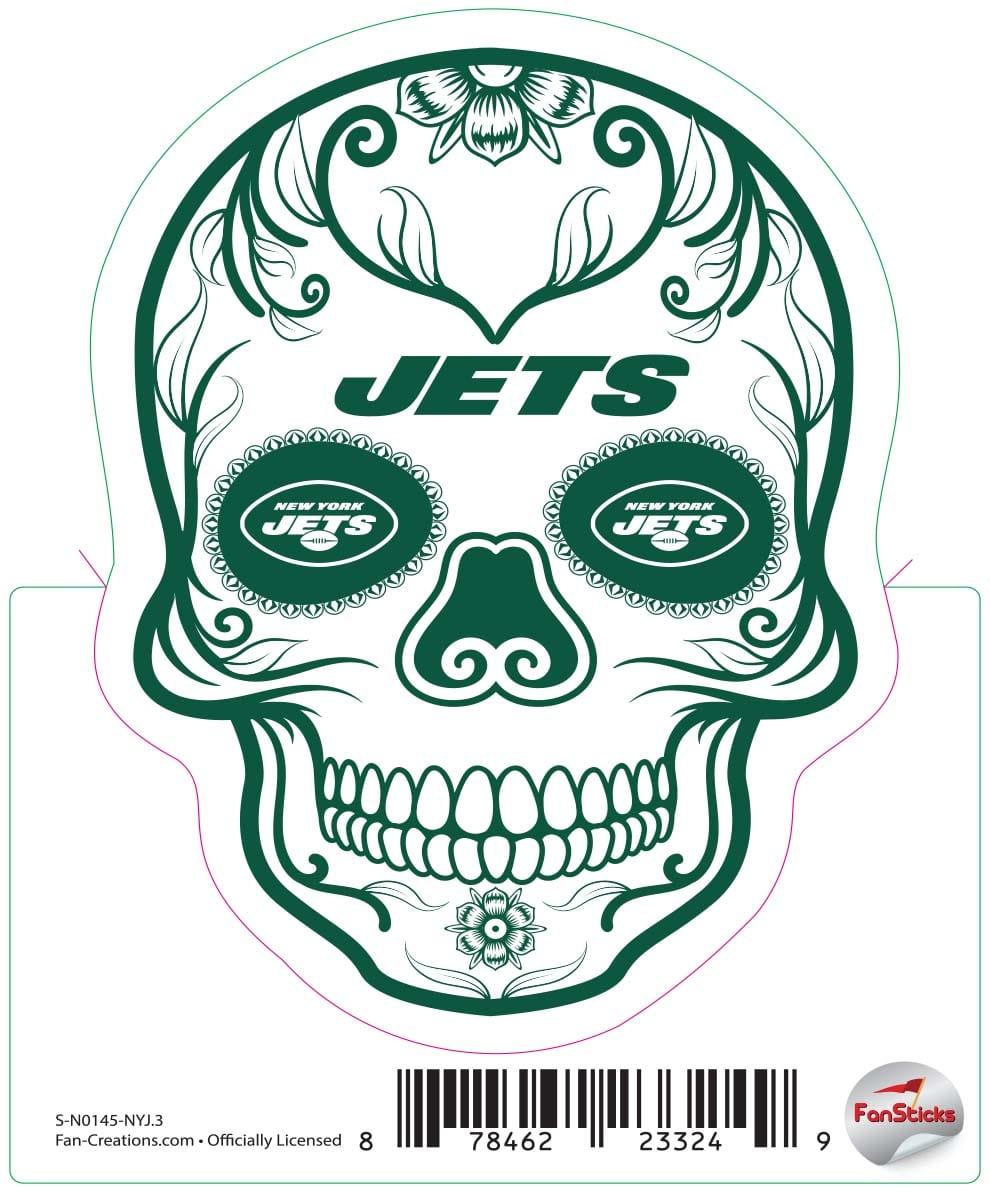 fan creations New York Jets 3in Decal Sugar Skull
