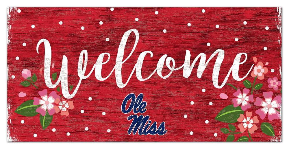 fan creations Ole Miss Welcome Floral 6x12 Sign