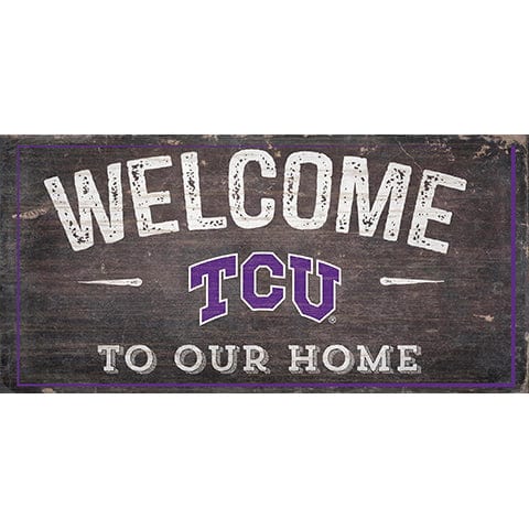 fan creations TCU Welcome Distressed 6 x 12