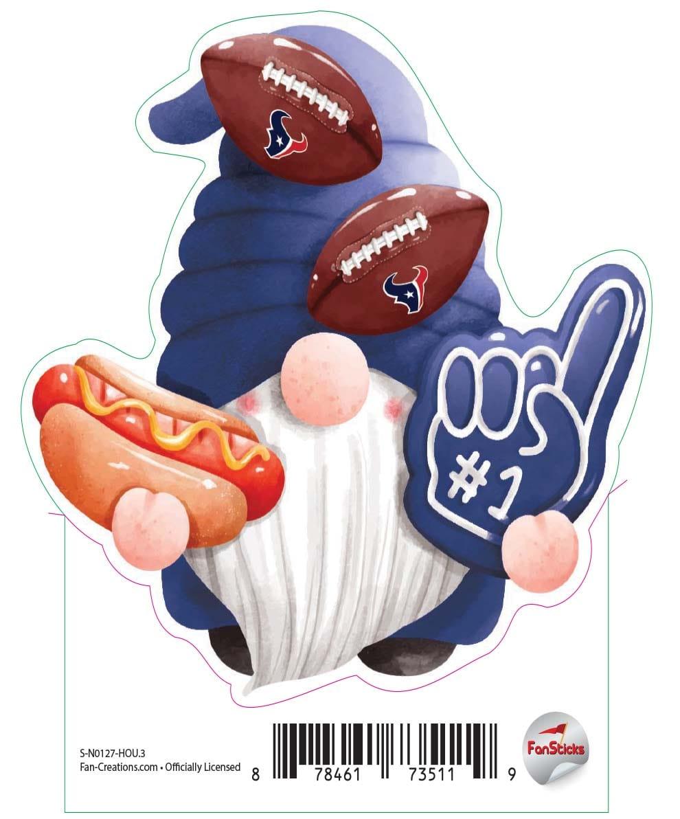 fan creations Houston Texans 3in Decal Gnome with Hotdog