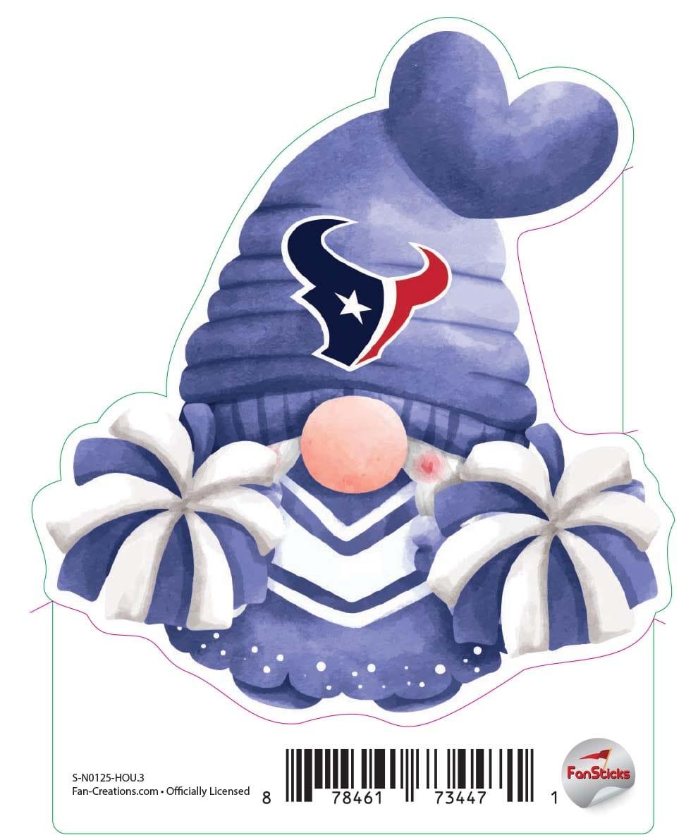 fan creations Houston Texans 3in Decal Gnome with Pompoms