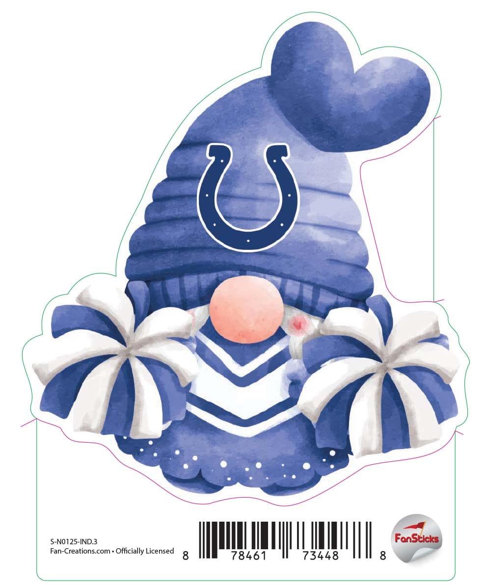 fan creations Indianapolis Colts 3in Decal Gnome with Pompoms
