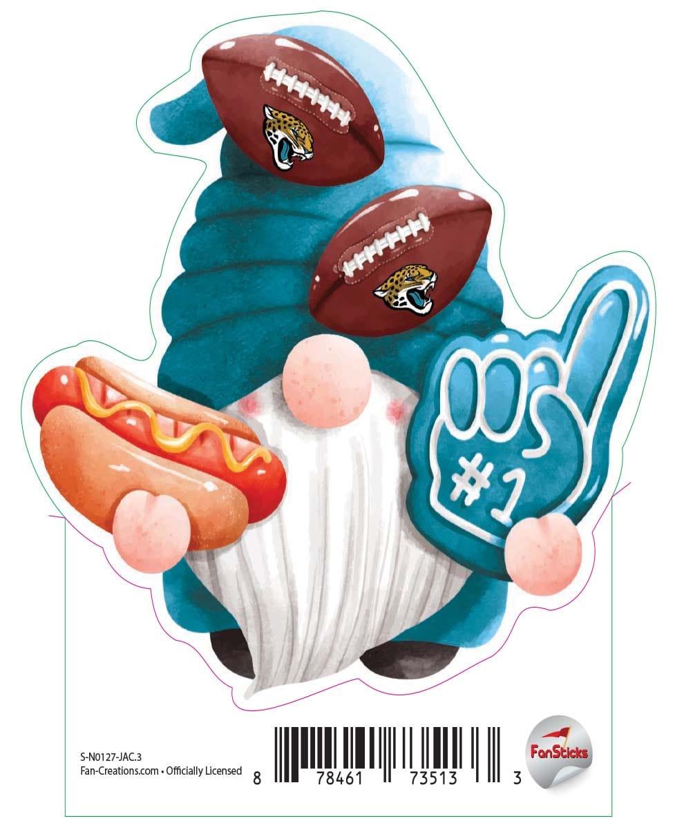 fan creations Jacksonville Jaguars 3in Decal Gnome with Hotdog