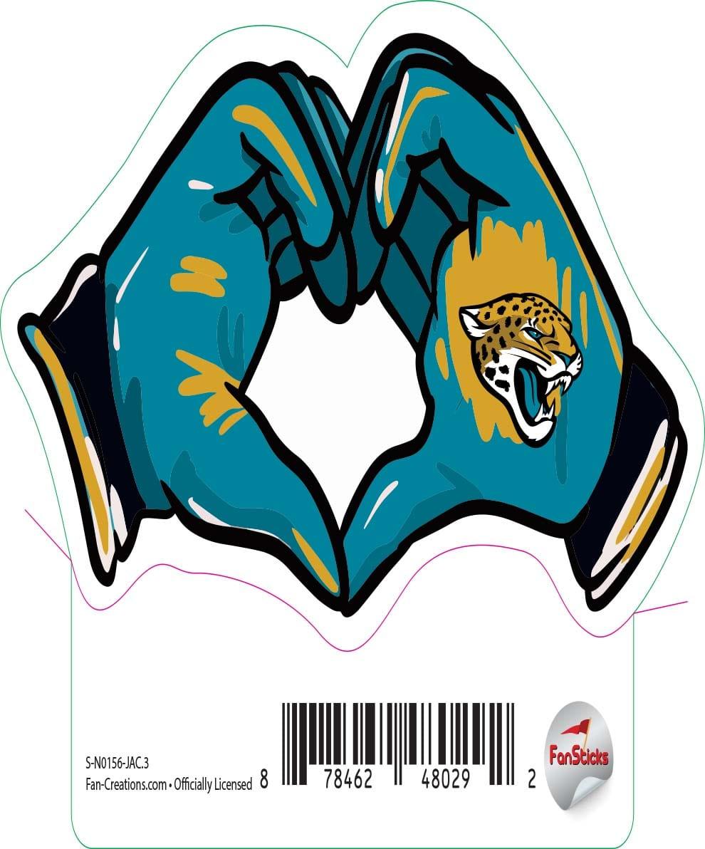 fan creations Jacksonville Jaguars 3in Decal Heart Hands