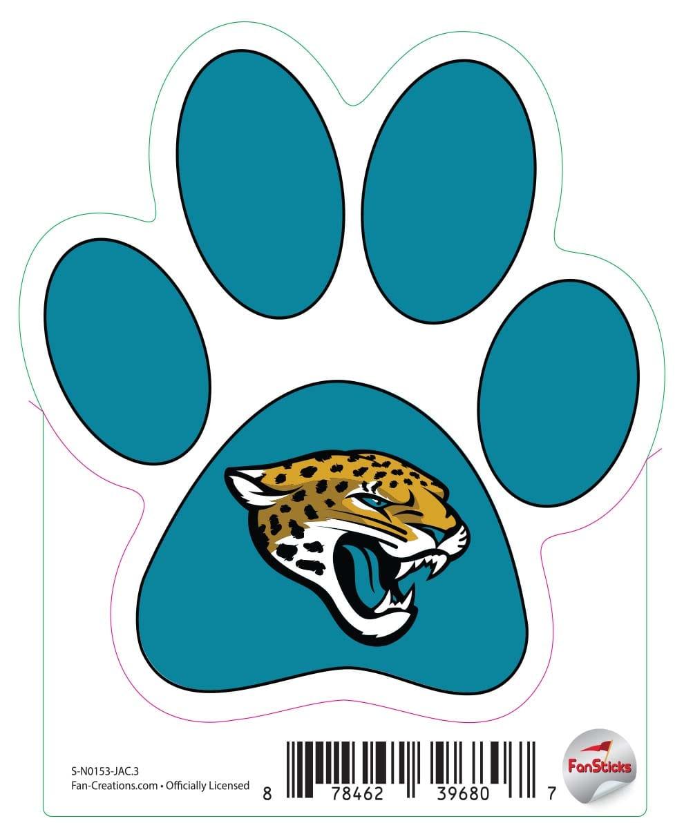 fan creations Jacksonville Jaguars 3in Decal Paw Print with Team Logo