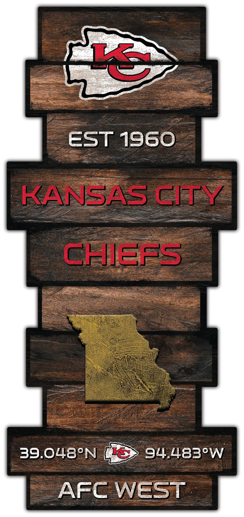 fan creations Kansas City Chiefs Wood Celebration Stack 24" Sign