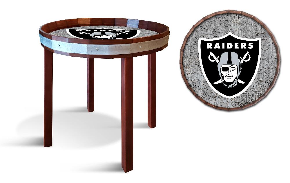 fan creations Las Vegas Raiders Barrel Top Side Table