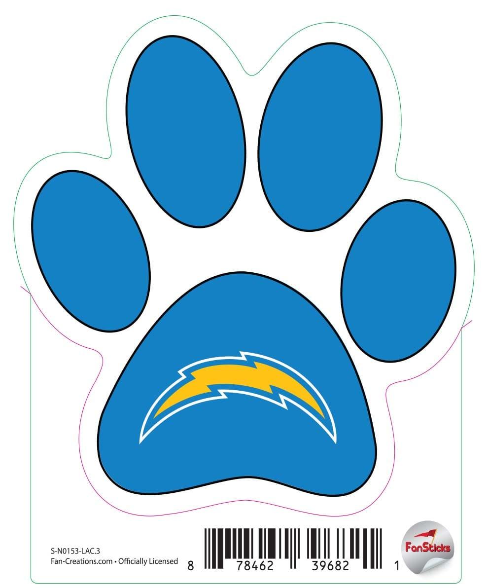 fan creations Los Angeles Chargers 3in Decal Paw Print with Team Logo