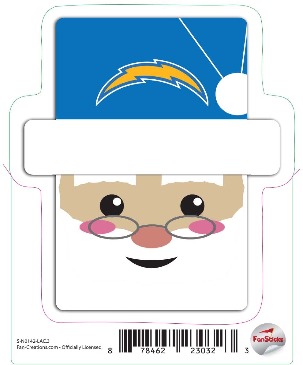 fan creations Los Angeles Chargers 3in Decal Santa Holiday Head