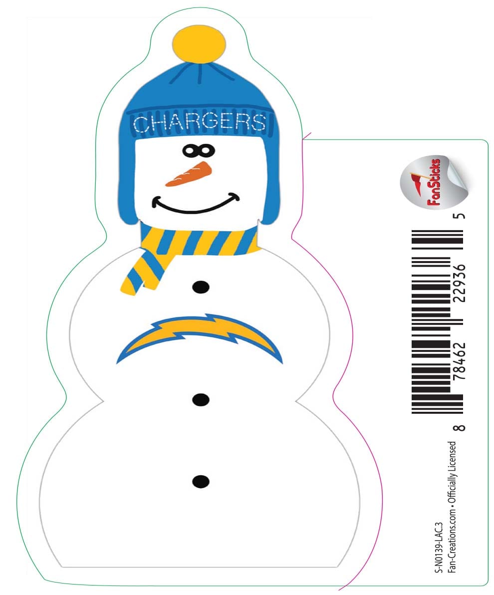 fan creations Los Angeles Chargers 3in Decal Snowman