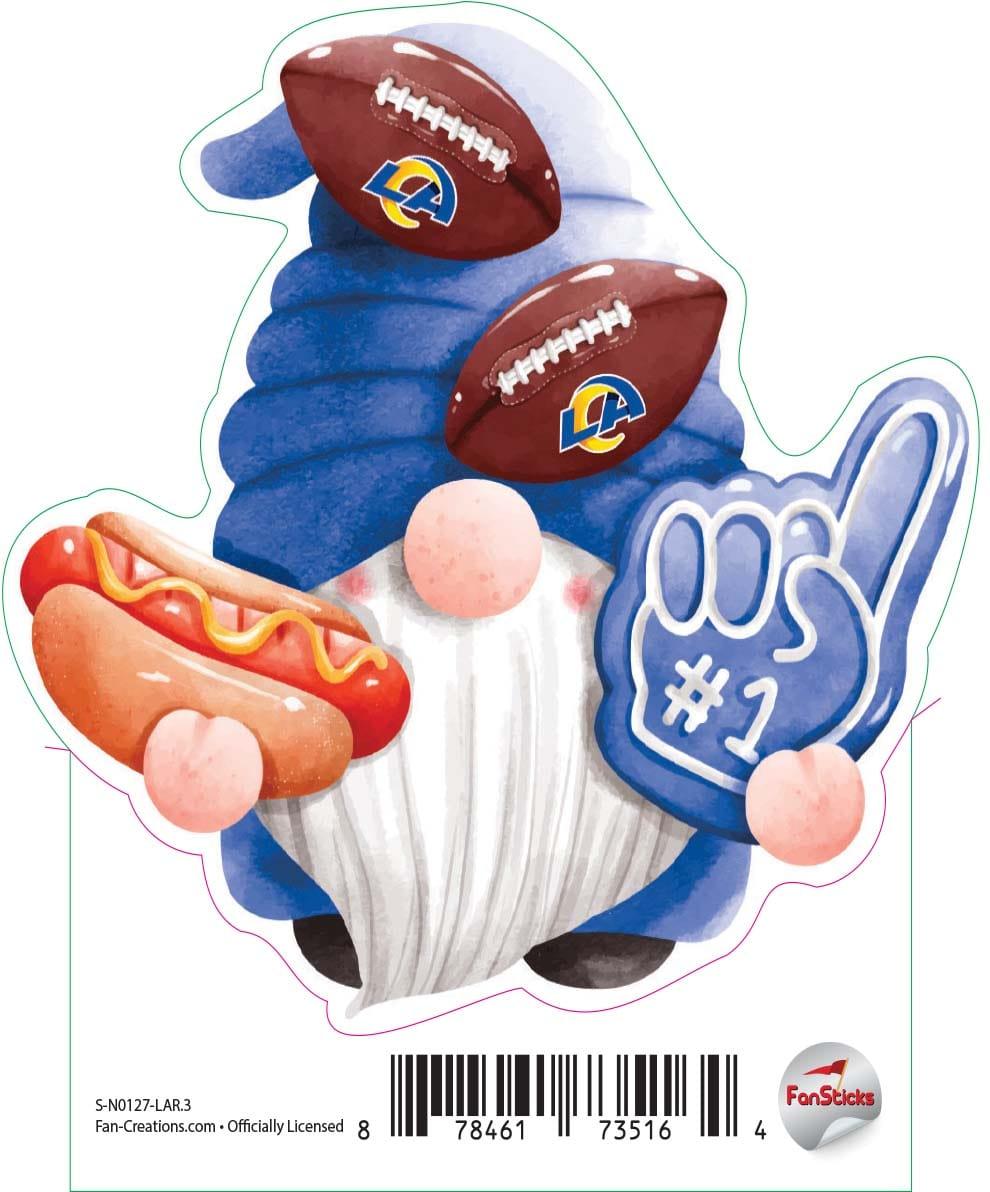 fan creations Los Angeles Rams 3in Decal Gnome with Hotdog