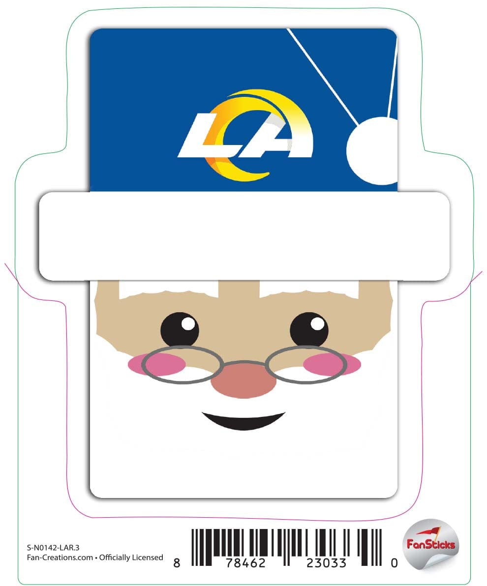 fan creations Los Angeles Rams 3in Decal Santa Holiday Head