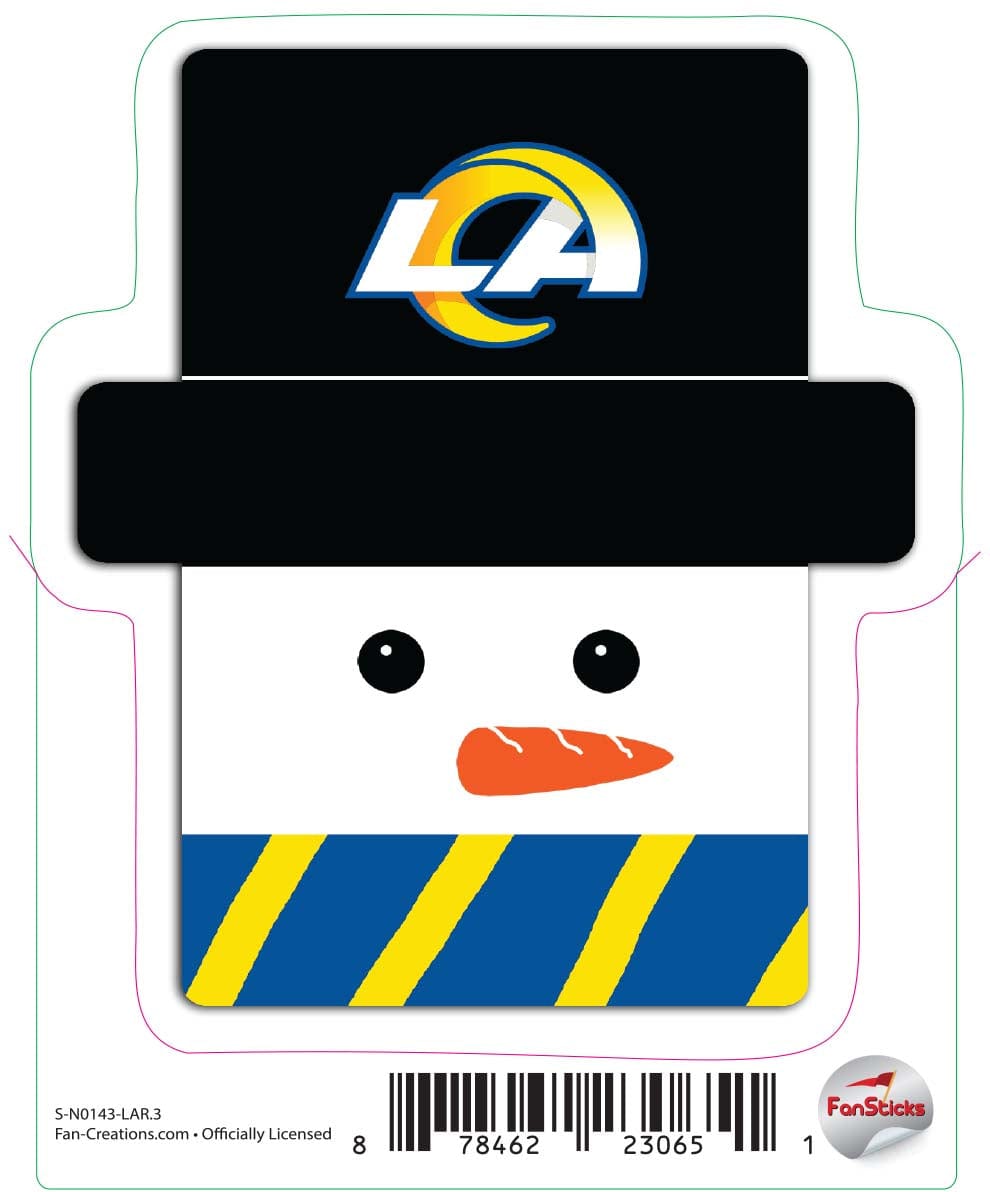 fan creations Los Angeles Rams 3in Decal Snowman Holiday Head