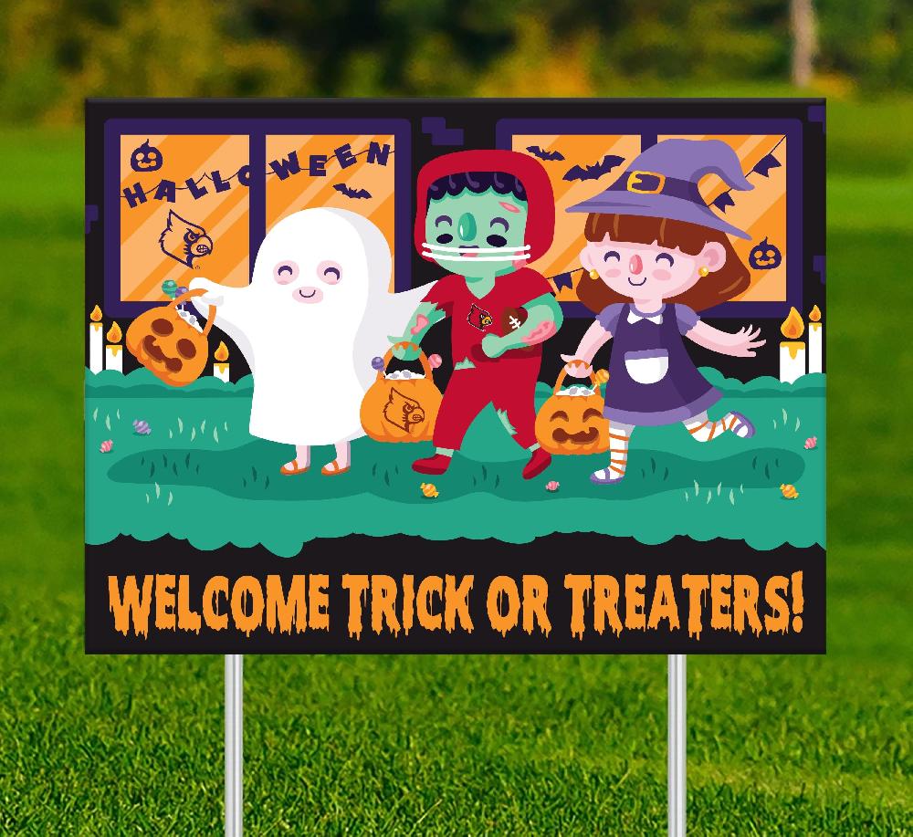 fan creations Louisville Welcome Trick or Treaters Yard Sign