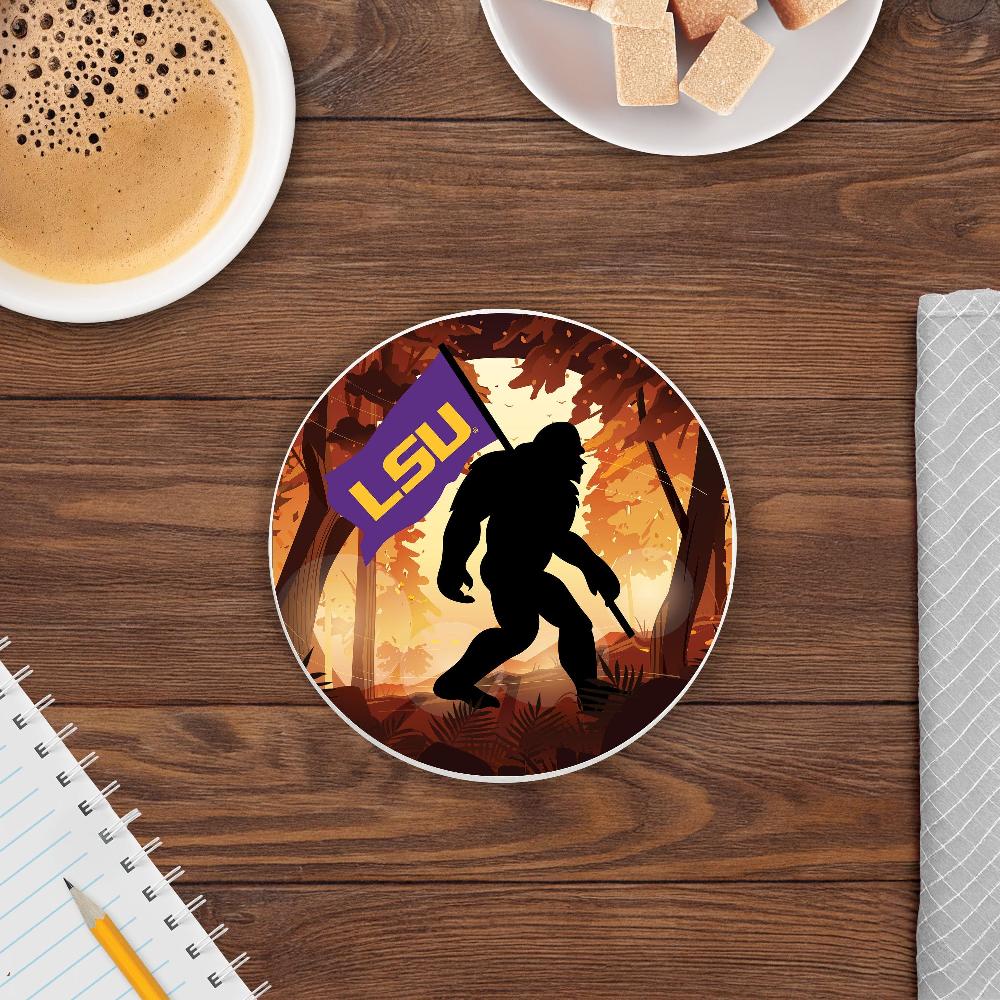fan creations LSU - 4 inch Ceramic Big Foot Flag Car Coaster
