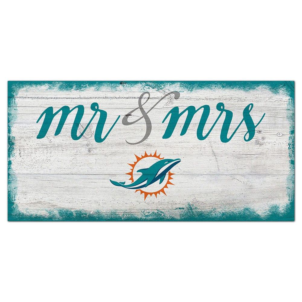 fan creations Miami Dolphins Script Mr & Mrs 6x12 Sign