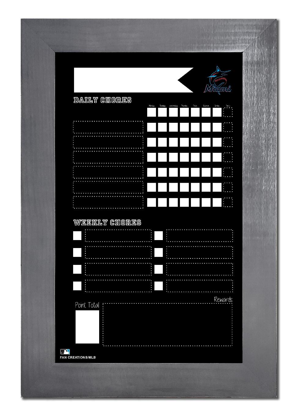 fan creations Miami Marlins Chore Chart Chalkboard 11x19 With Frame