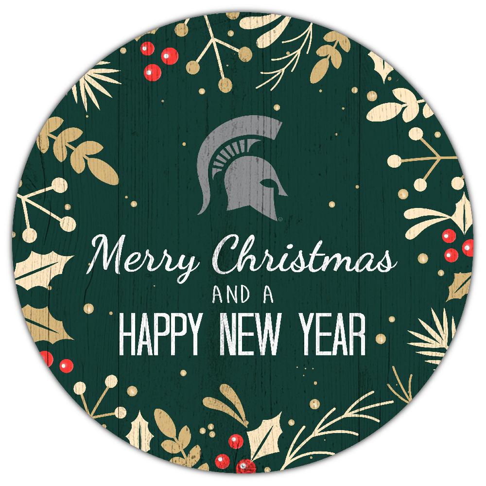 fan creations Michigan State Merry Christmas & Happy New Years 12in Circle