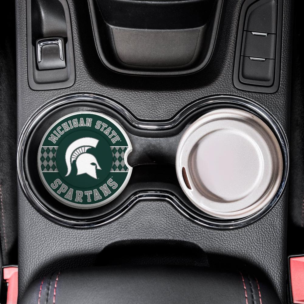 fan creations Michigan State University Argyle Ceramic Car Coaster - 2 Pack