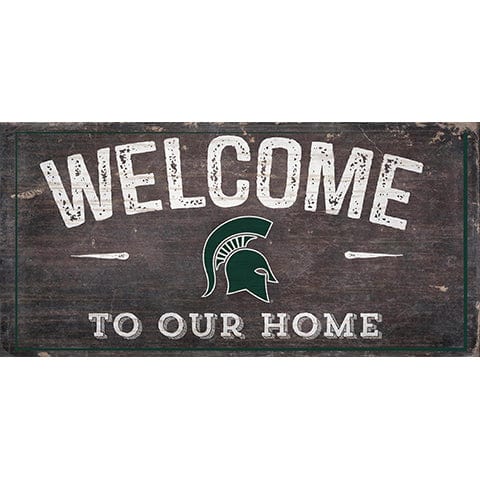fan creations Michigan State University Welcome Distressed 6 x 12