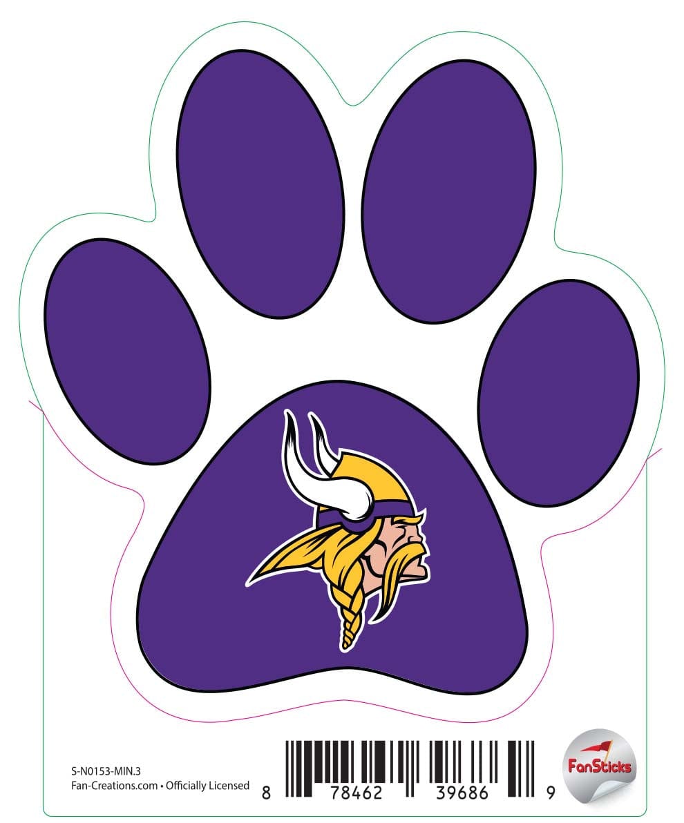 fan creations Minnesota Vikings 3in Decal Paw Print with Team Logo