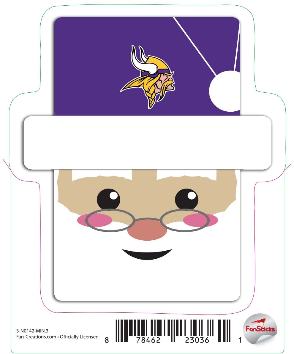 fan creations Minnesota Vikings 3in Decal Santa Holiday Head