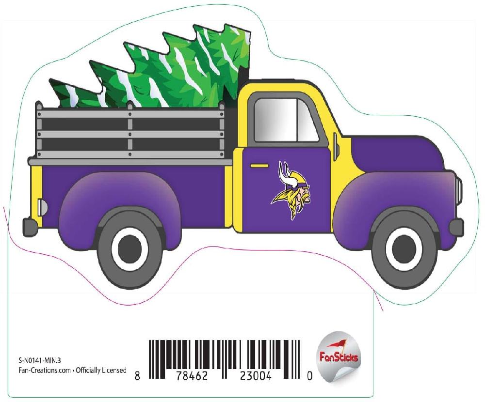 fan creations Minnesota Vikings 3in Decal Truck with Christmas Tree