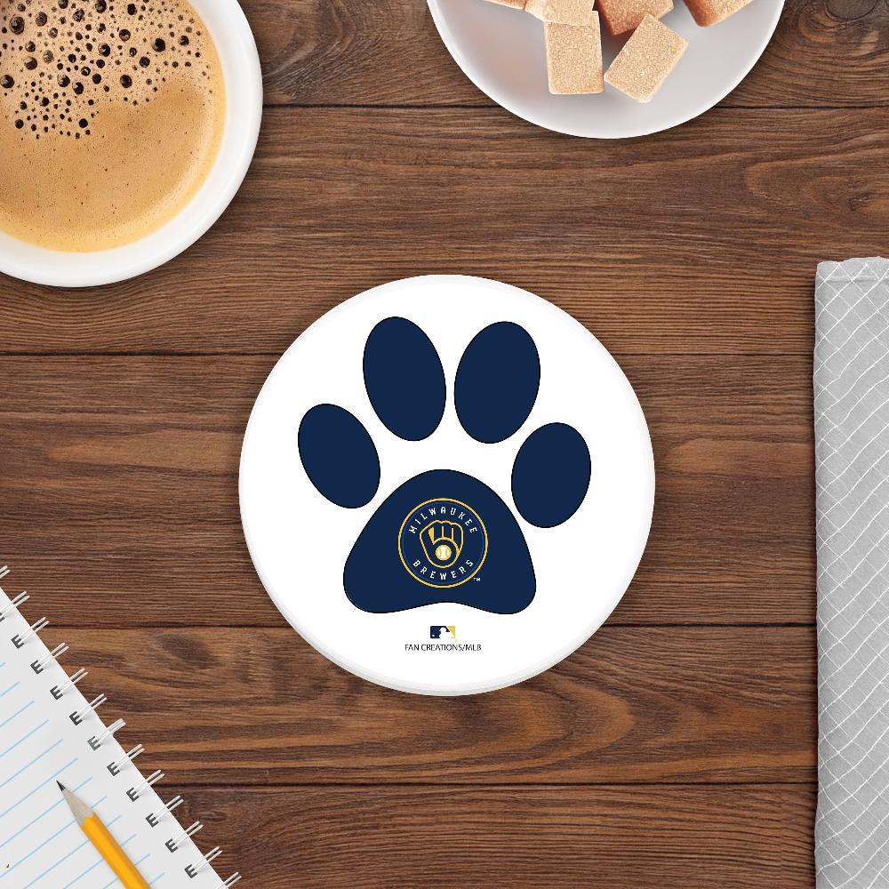 fan creations MLB - Milwaukee Brewers 4 in Round Dog Paw Coaster