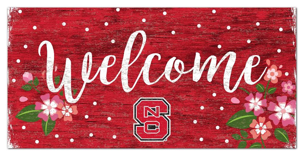 fan creations NC State University Welcome Floral 6x12 Sign