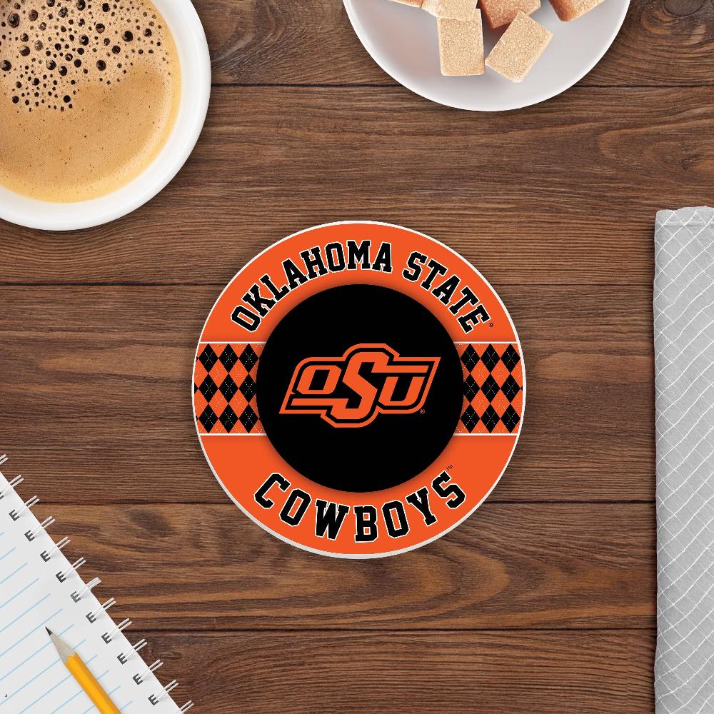 fan creations NCAA - Oklahoma State University 4 inch Ceramic Argyle Coaster