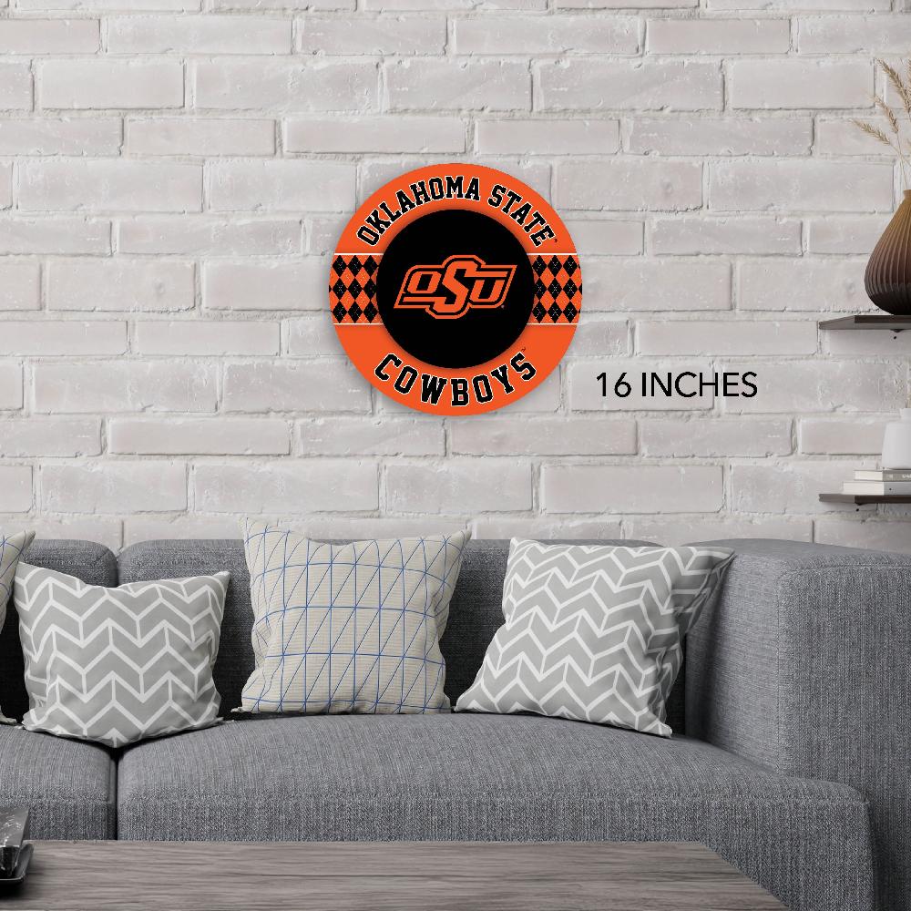 fan creations NCAA Oklahoma State University Argyle 16inc Circle Wall Art