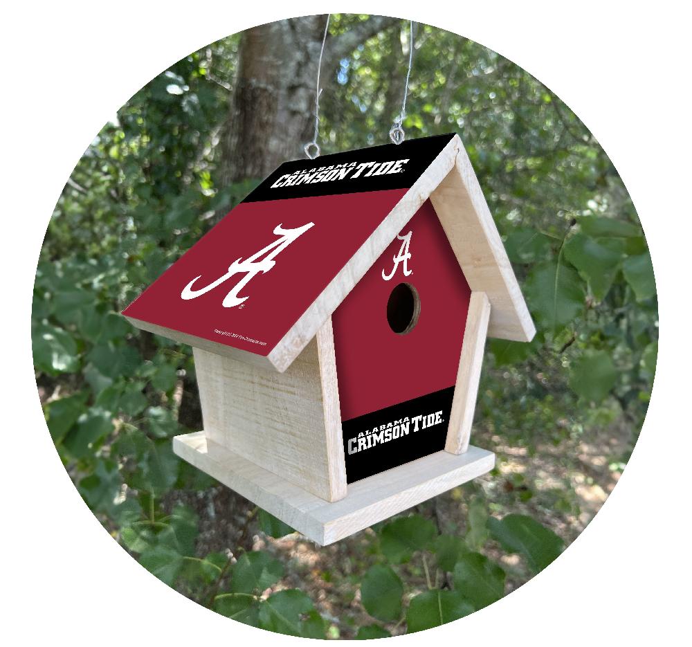 fan creations NCAA University of Alabama-Themed Birdhouse – White Mahogany with Bright UV Printed Team Colors