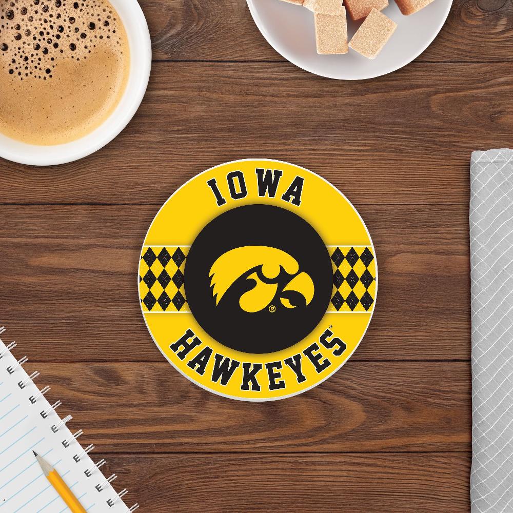 fan creations NCAA - University of Iowa 4 inch Ceramic Argyle Coaster