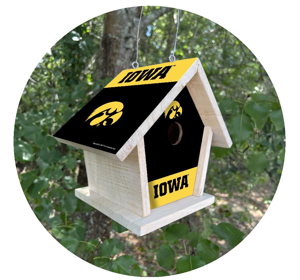 fan creations NCAA University of Iowa-Themed Birdhouse – White Mahogany with Bright UV Printed Team Colors