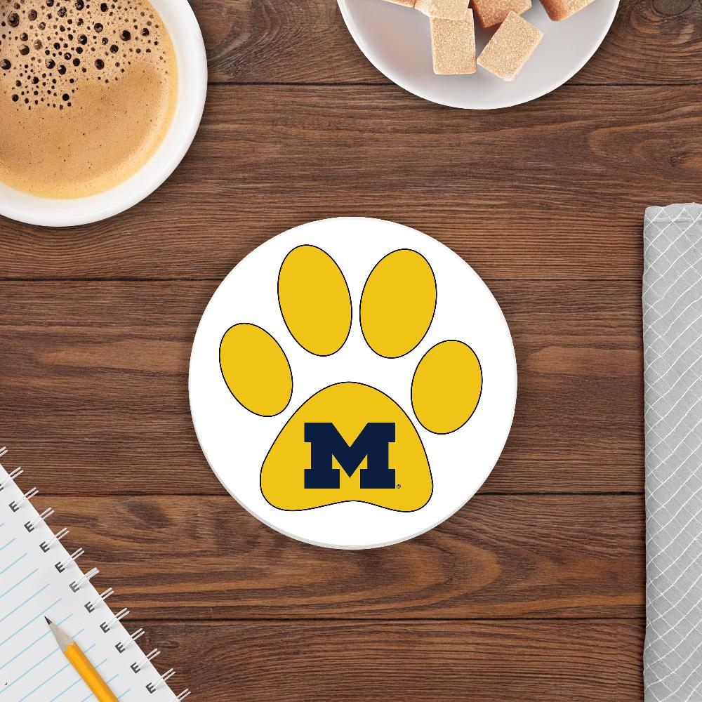 fan creations NCAA - University of Michigan 4 in Round Dog Paw Coaster