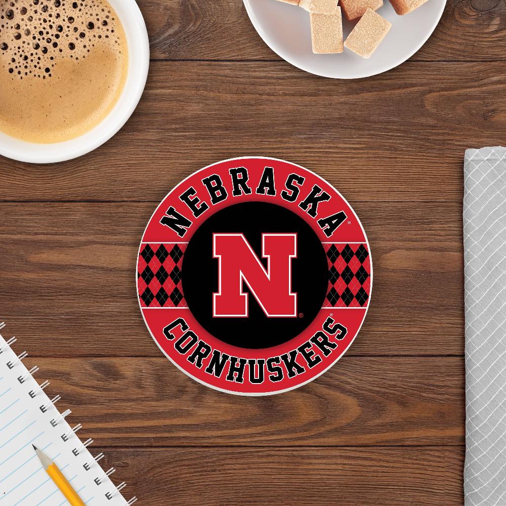 fan creations NCAA - University of Nebraska 4 inch Ceramic Argyle Coaster