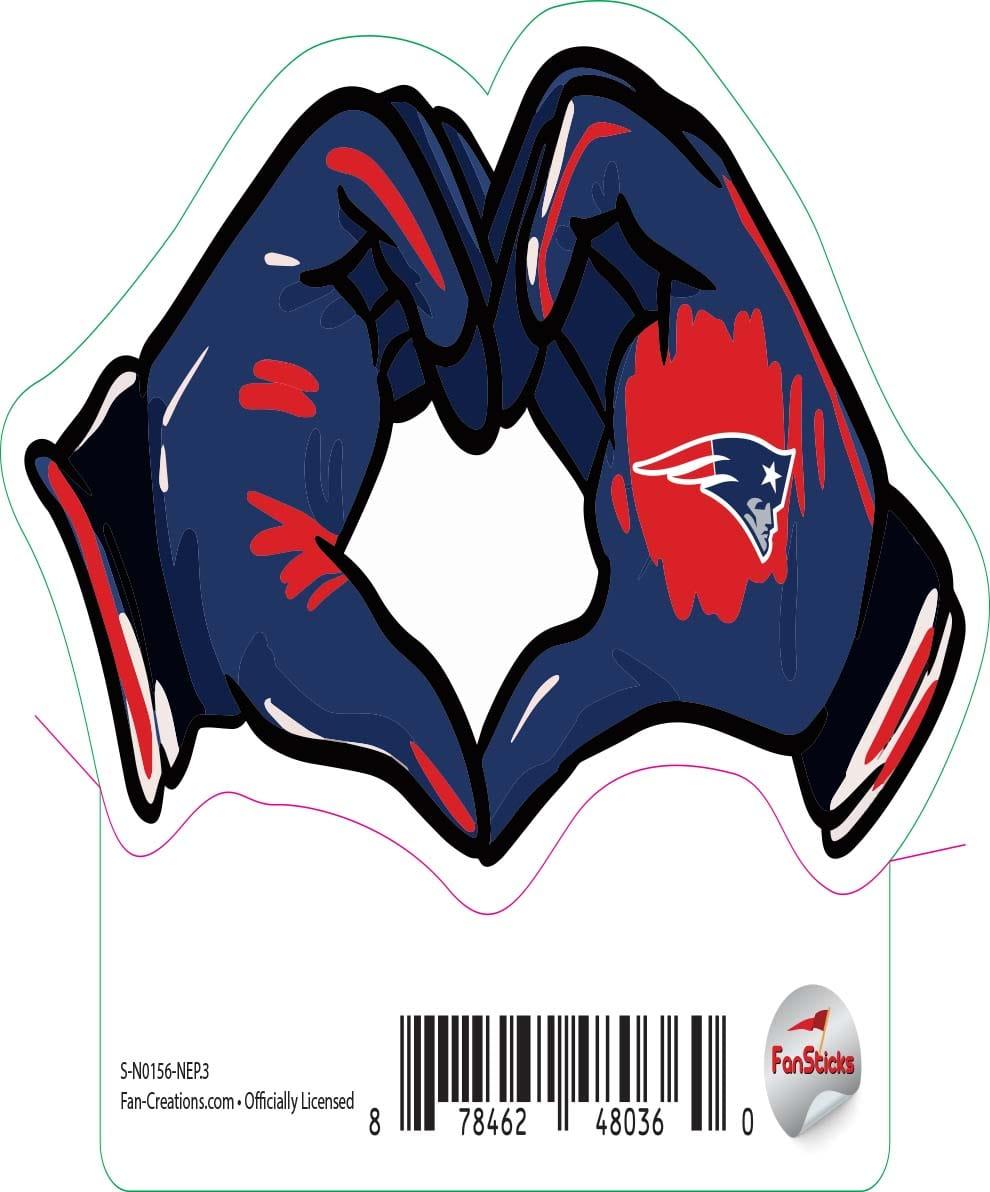 fan creations New England Patriots 3in Decal Sticker Heart Hands