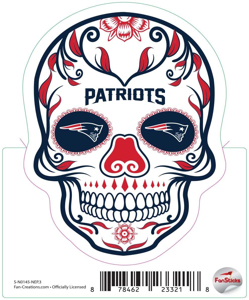 fan creations New England Patriots 3in Decal Sugar Skull