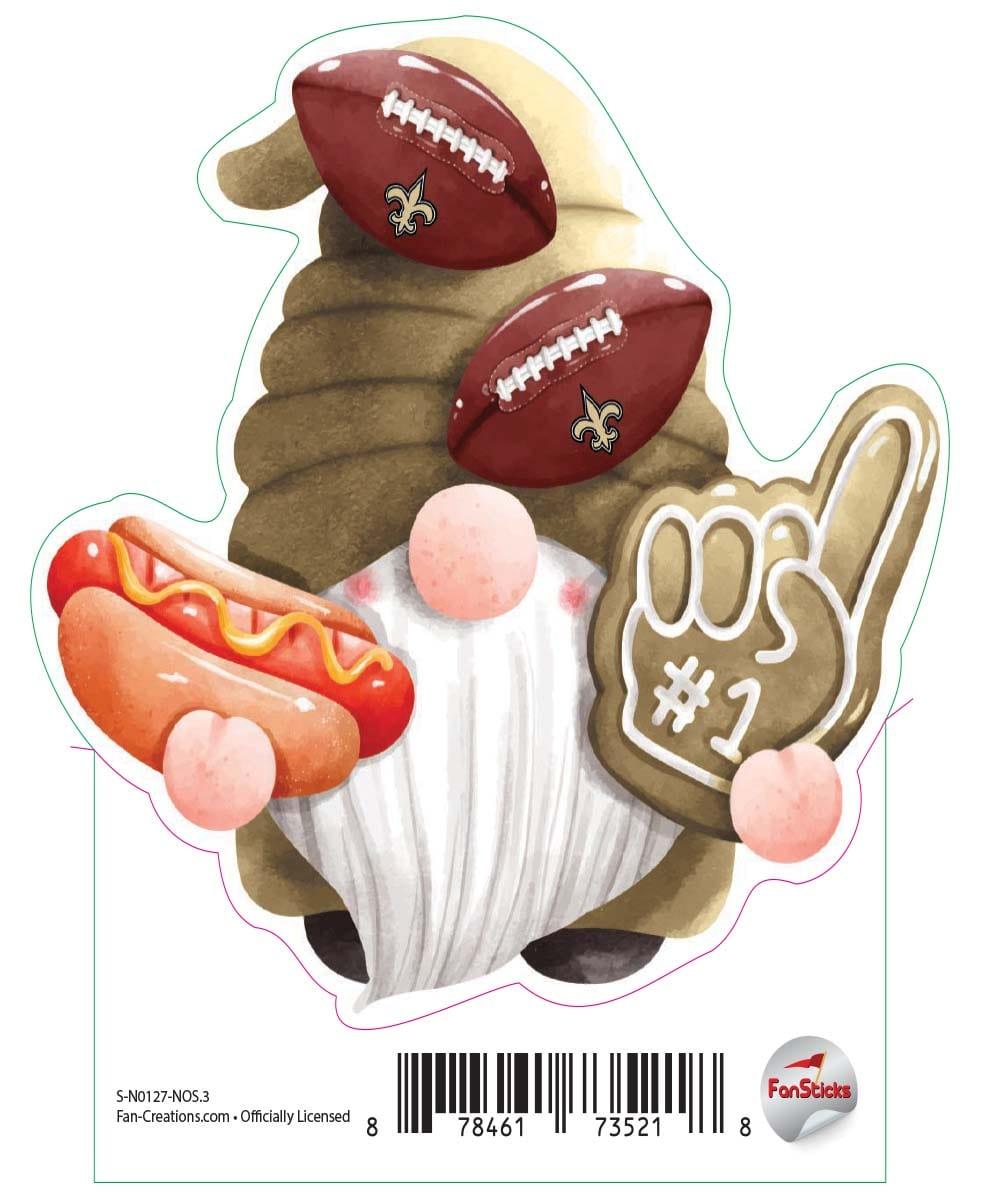 fan creations New Orleans Saints 3in Decal Gnome with Hotdog