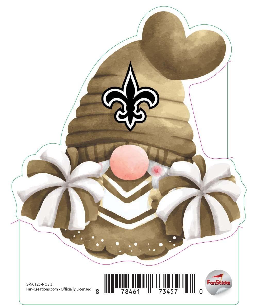 fan creations New Orleans Saints 3in Decal Gnome with Pompoms